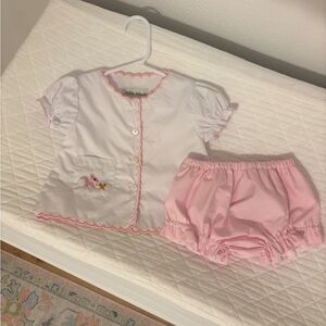 Baby Girl Easter Embroidered Diaper Set